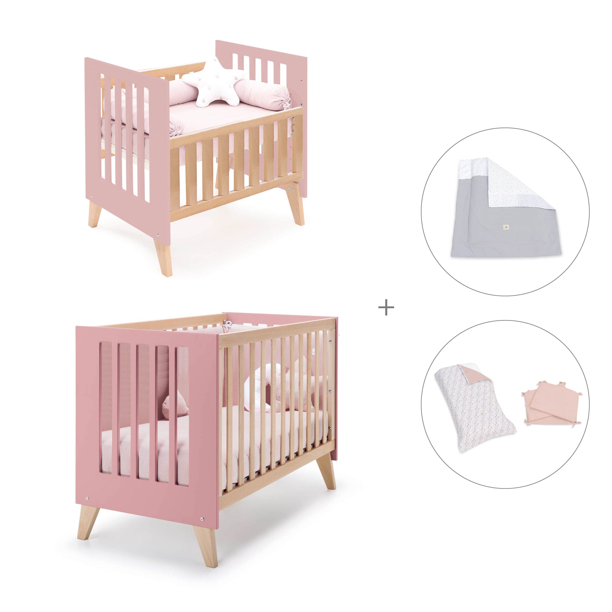 Minicuna convertible en cuna (7en1) madera/rosado · Nexor Tre Quarzo C187RT-M5995