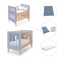 Minicuna convertible en cuna (7en1) madera/azul · Nexor Tre Blu denim C187RT-M4195