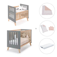 Minicuna convertible en cuna (7en1) madera/antracita · Nexor Tre Antracita C187RT-M5895