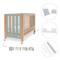 Cuna colecho 60x120 cm (5en1) madera/verde-oliva · Occa C166-M9556