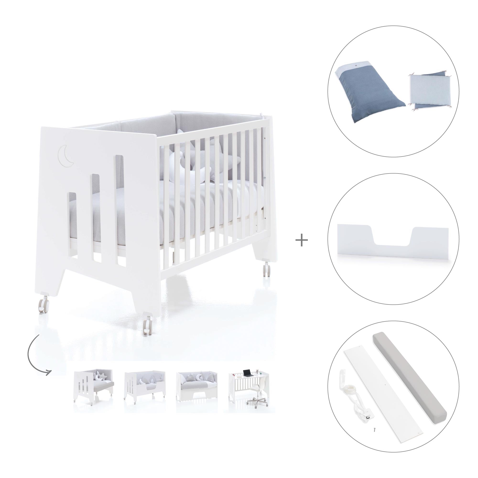 Cuna colecho madera blanca 60x120 cm (5en1) · Omni Due White C181D-M7700
