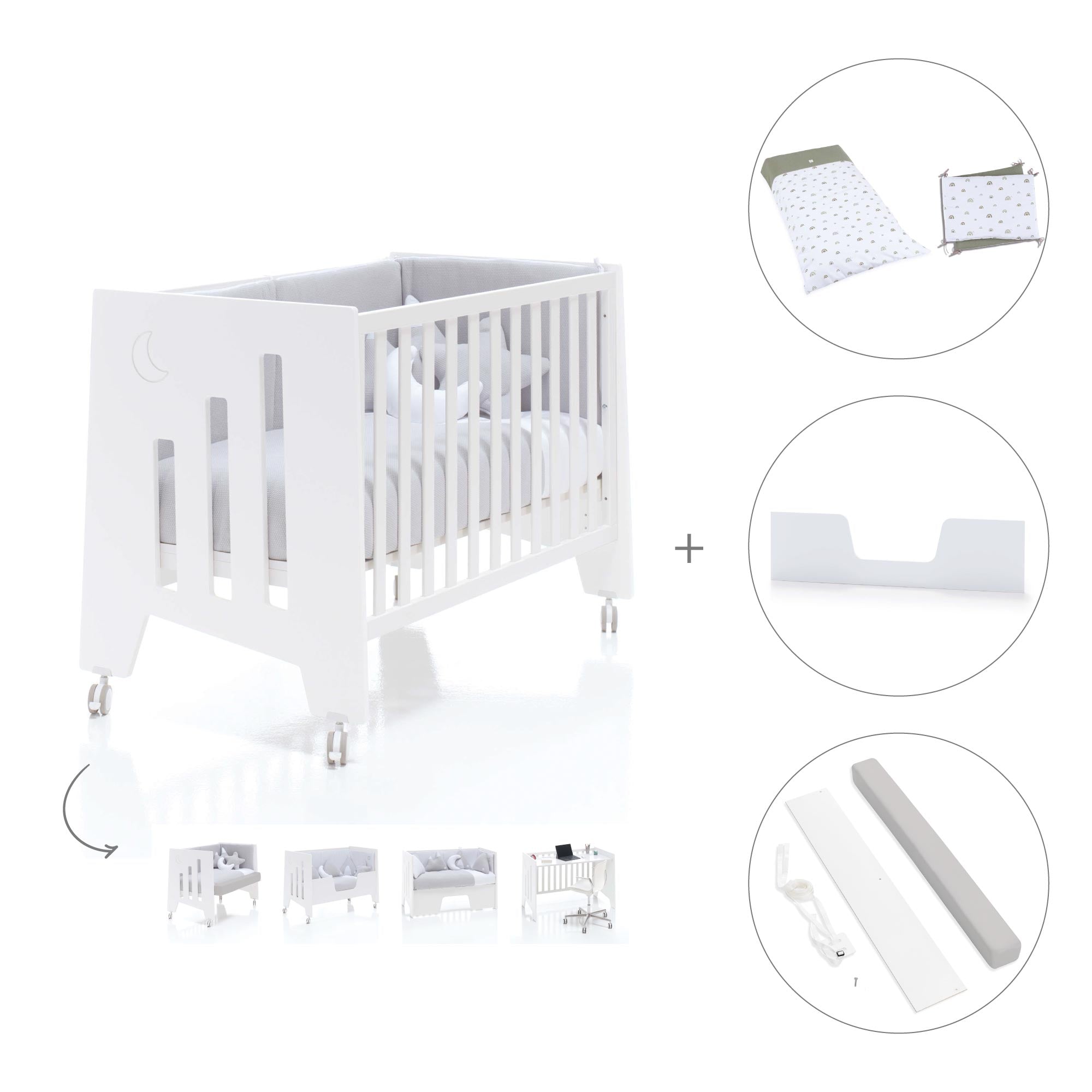 Cuna colecho madera blanca 60x120 cm (5en1) · Omni Due White C181D-M7700