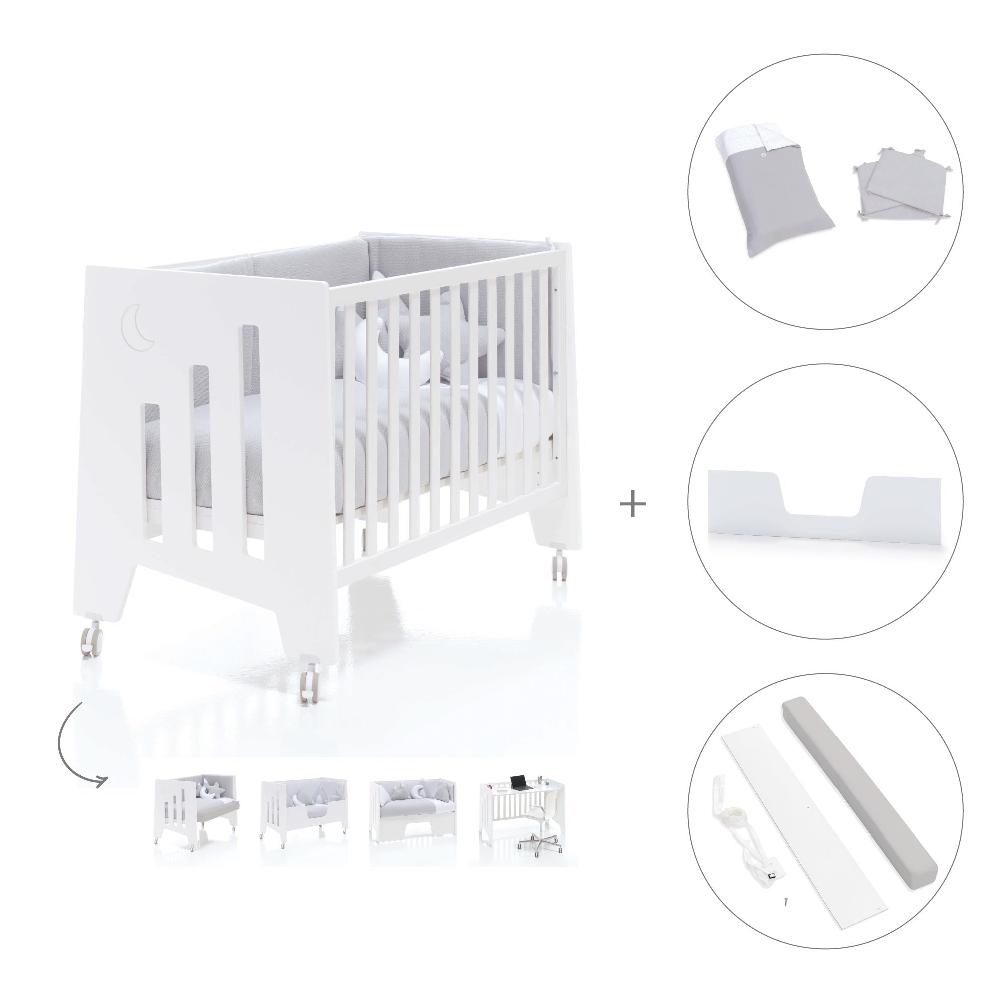 Cuna colecho madera blanca 60x120 cm (5en1) · Omni Due White C181D-M7700