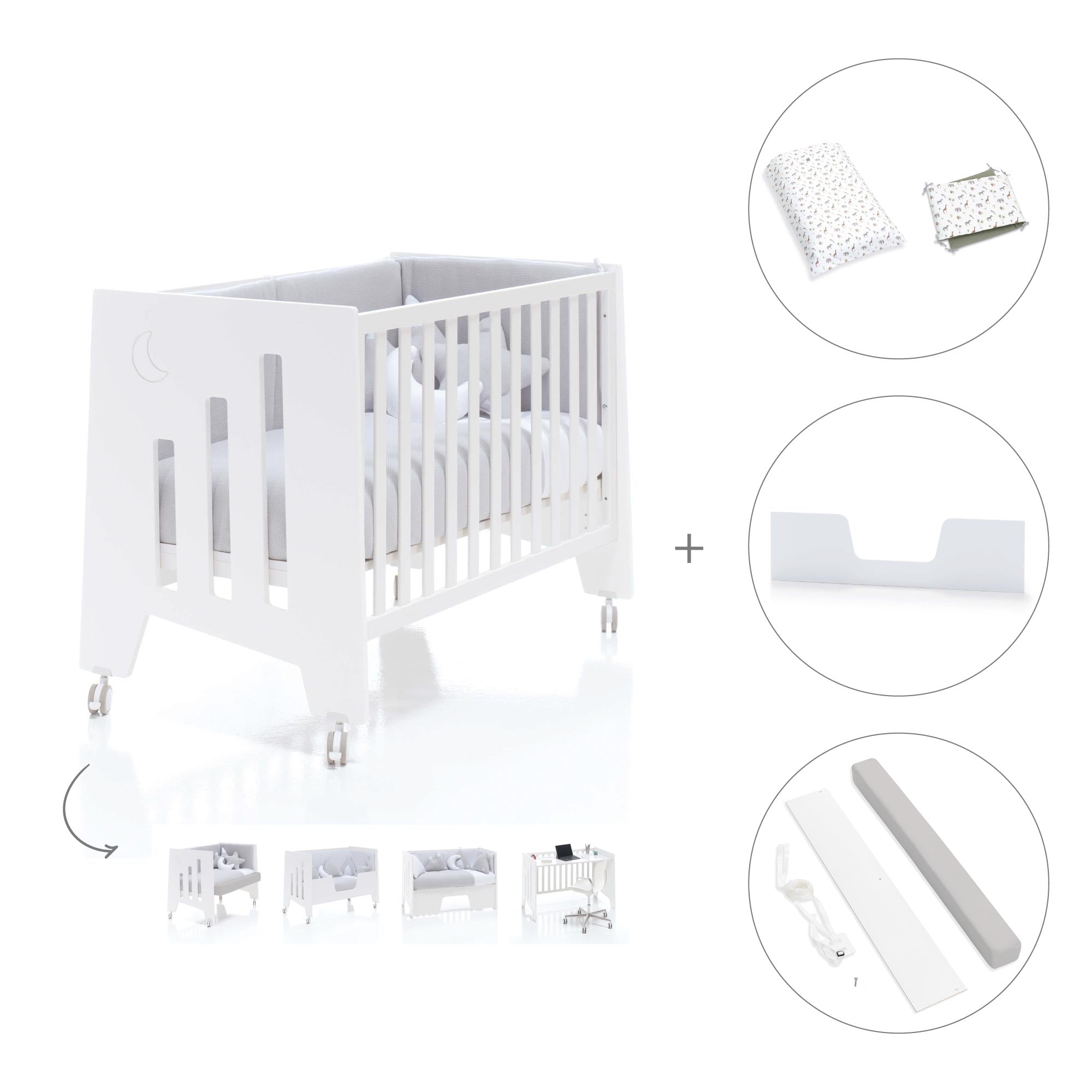 Cuna colecho madera blanca 60x120 cm (5en1) · Omni Due White C181D-M7700