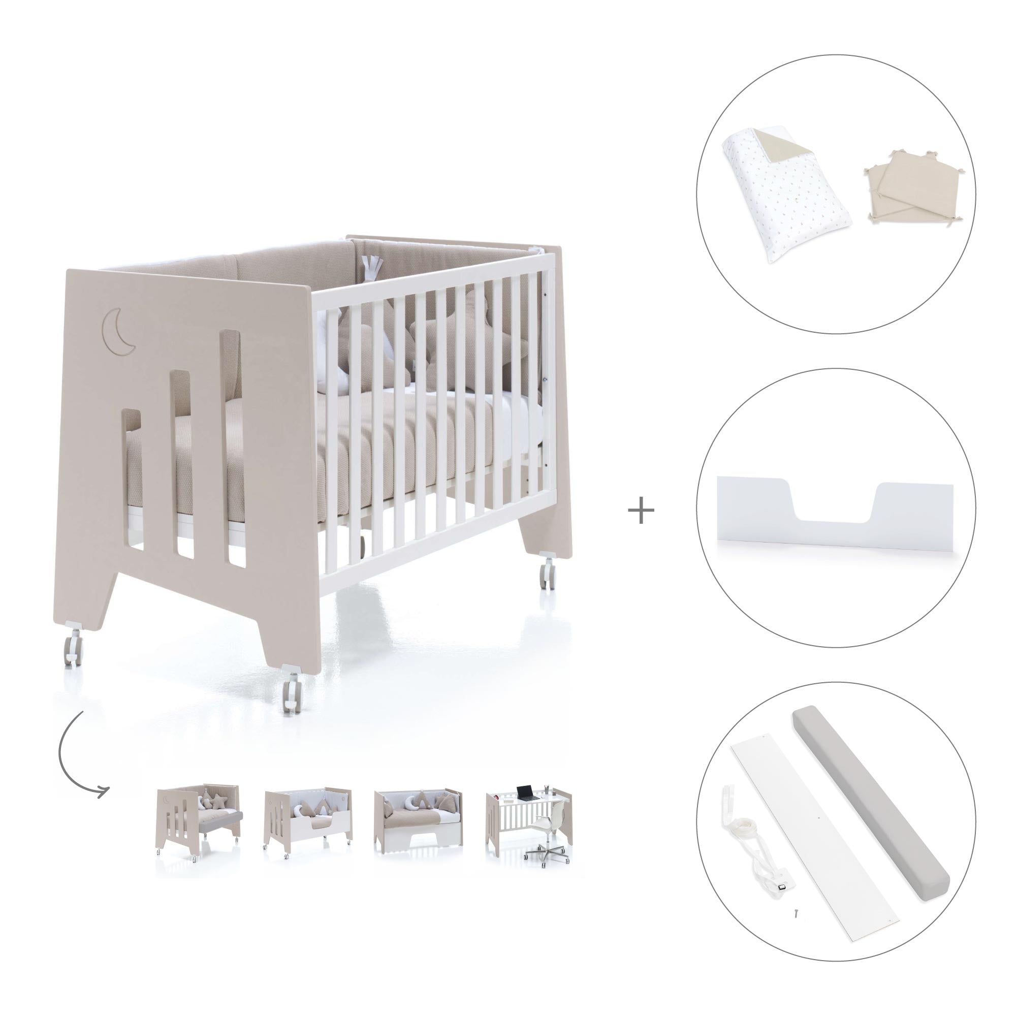 Cuna-escritorio 60x120 cm (2en1) beige · Omni Due Arena C181D-M7753