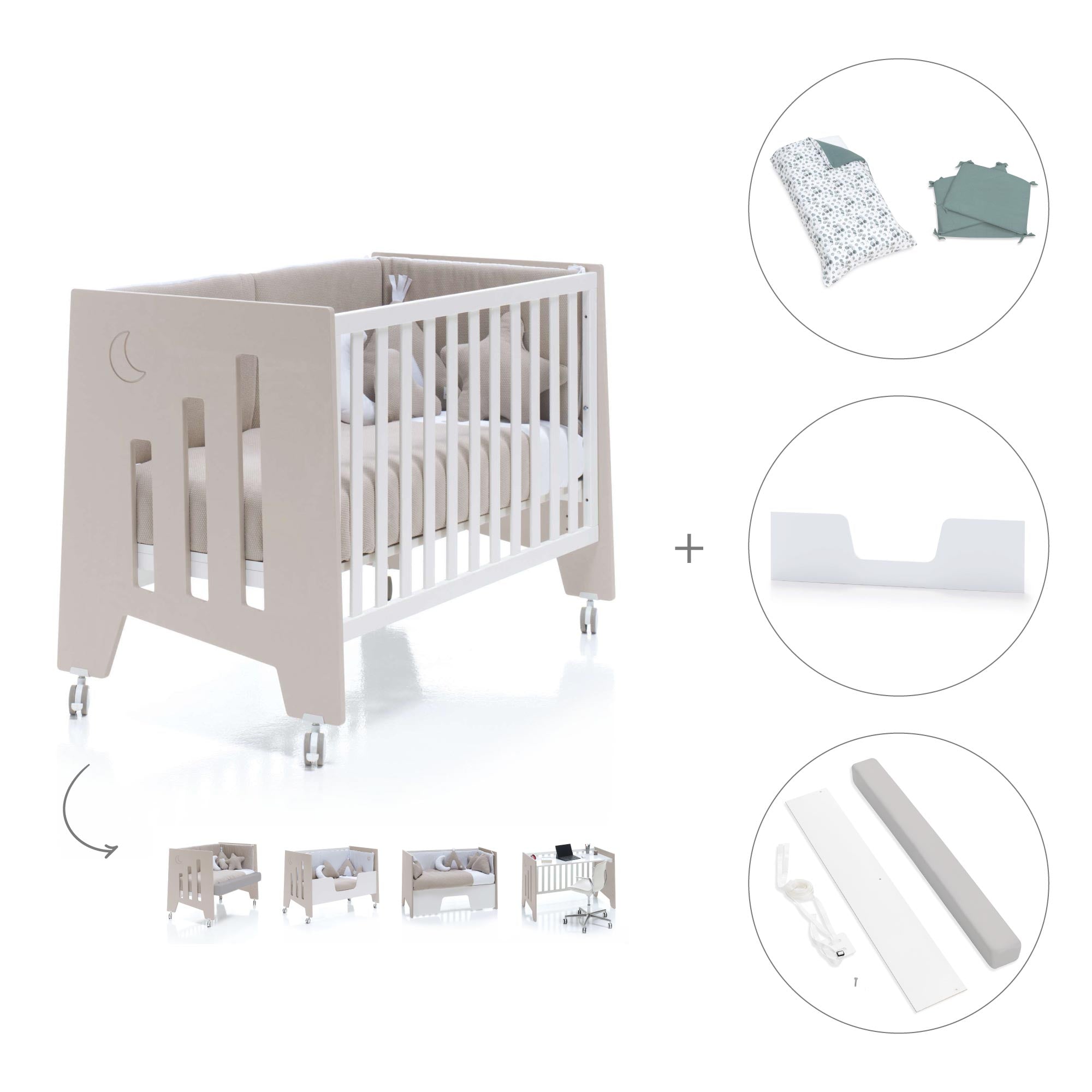 Cuna-escritorio 60x120 cm (2en1) beige · Omni Due Arena C181D-M7753