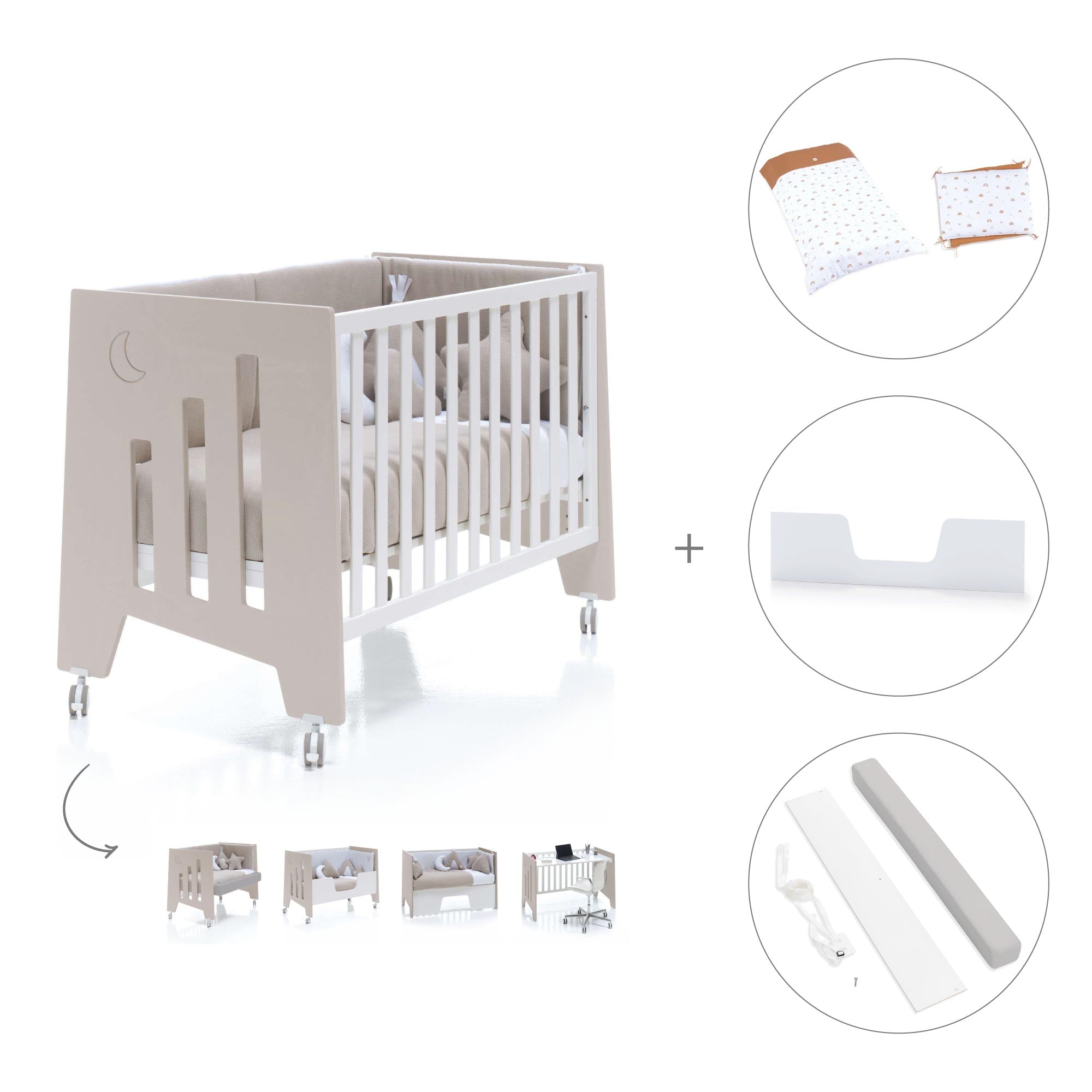 Cuna-escritorio 60x120 cm (2en1) beige · Omni Due Arena C181D-M7753