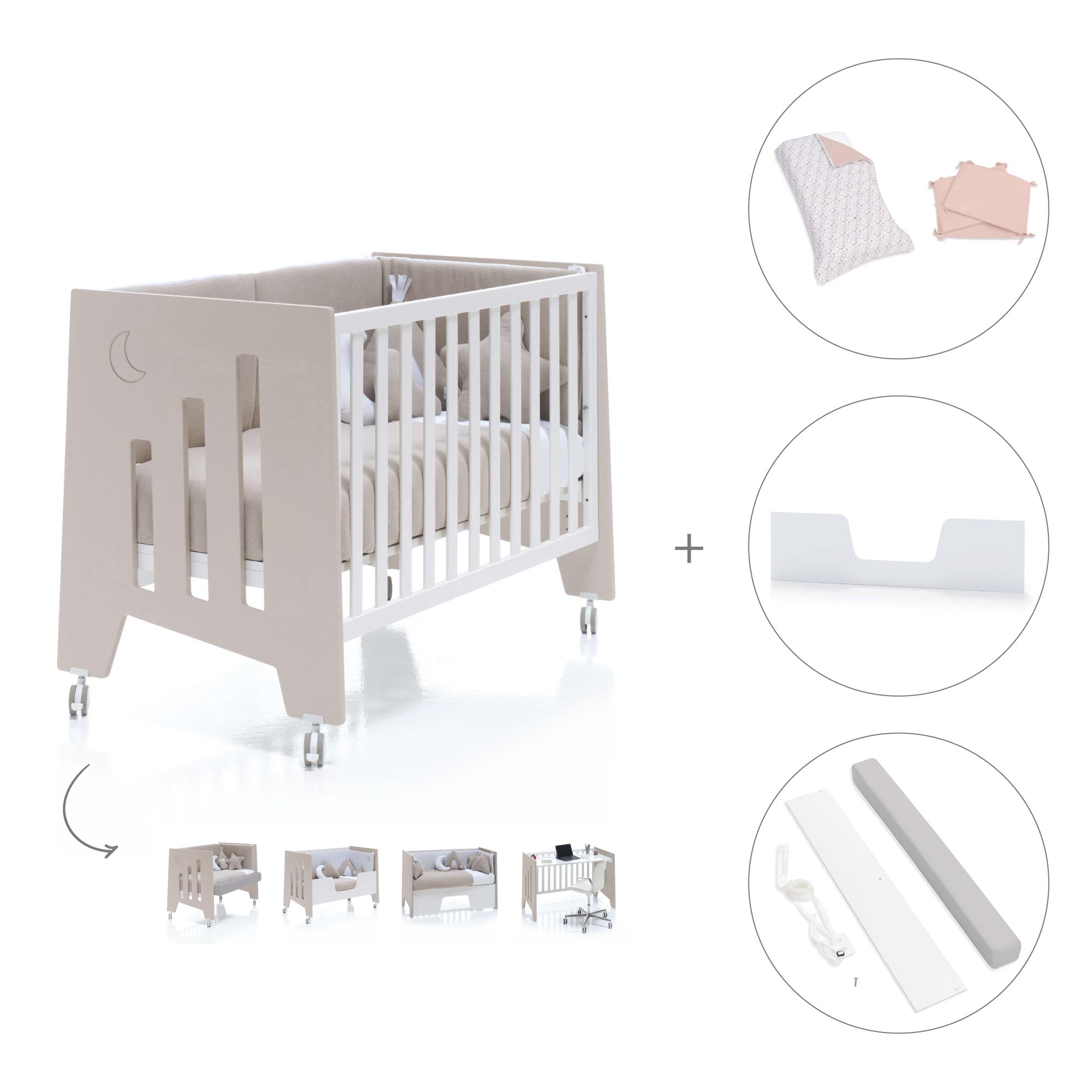 Cuna-escritorio 60x120 cm (2en1) beige · Omni Due Arena C181D-M7753