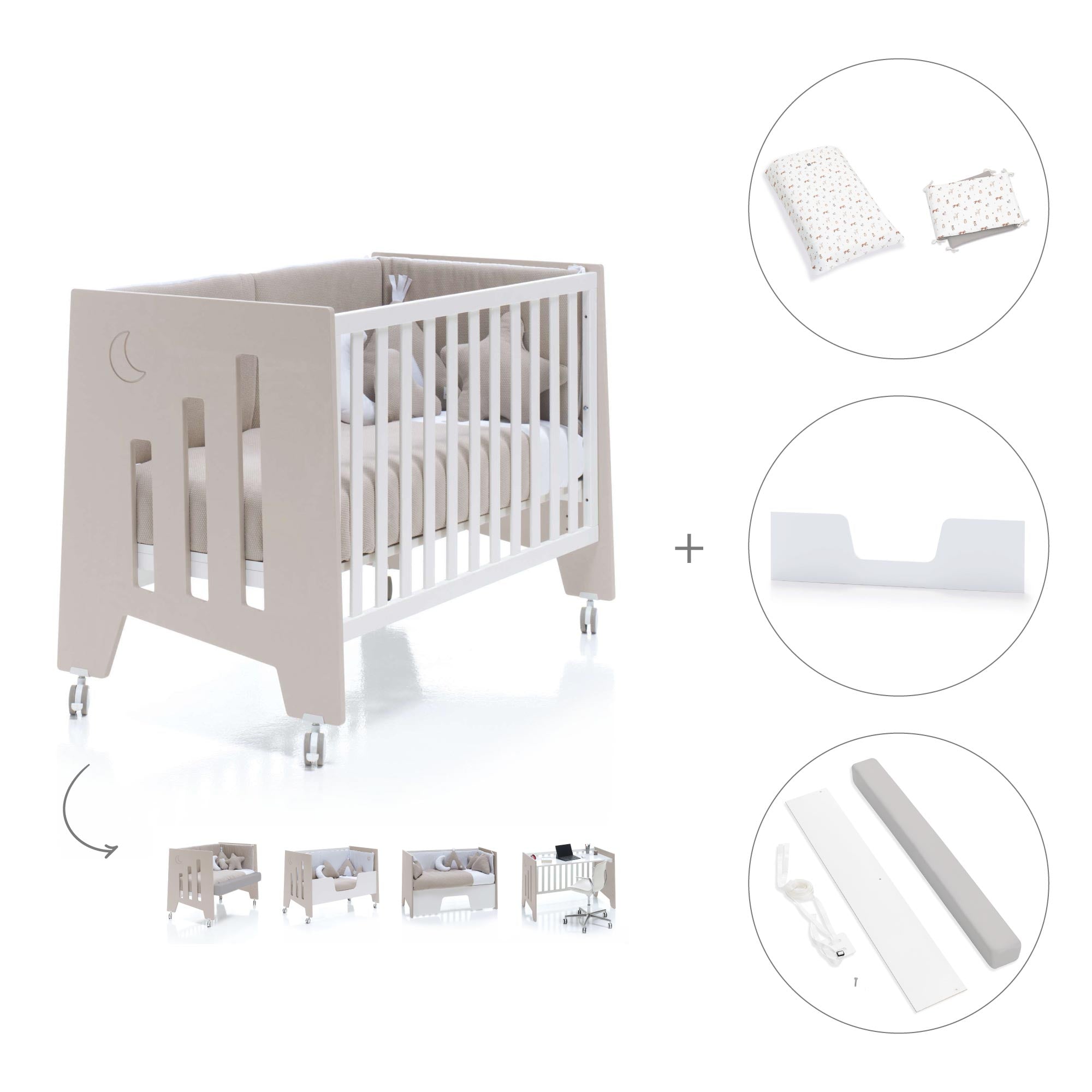 Cuna-escritorio 60x120 cm (2en1) beige · Omni Due Arena C181D-M7753