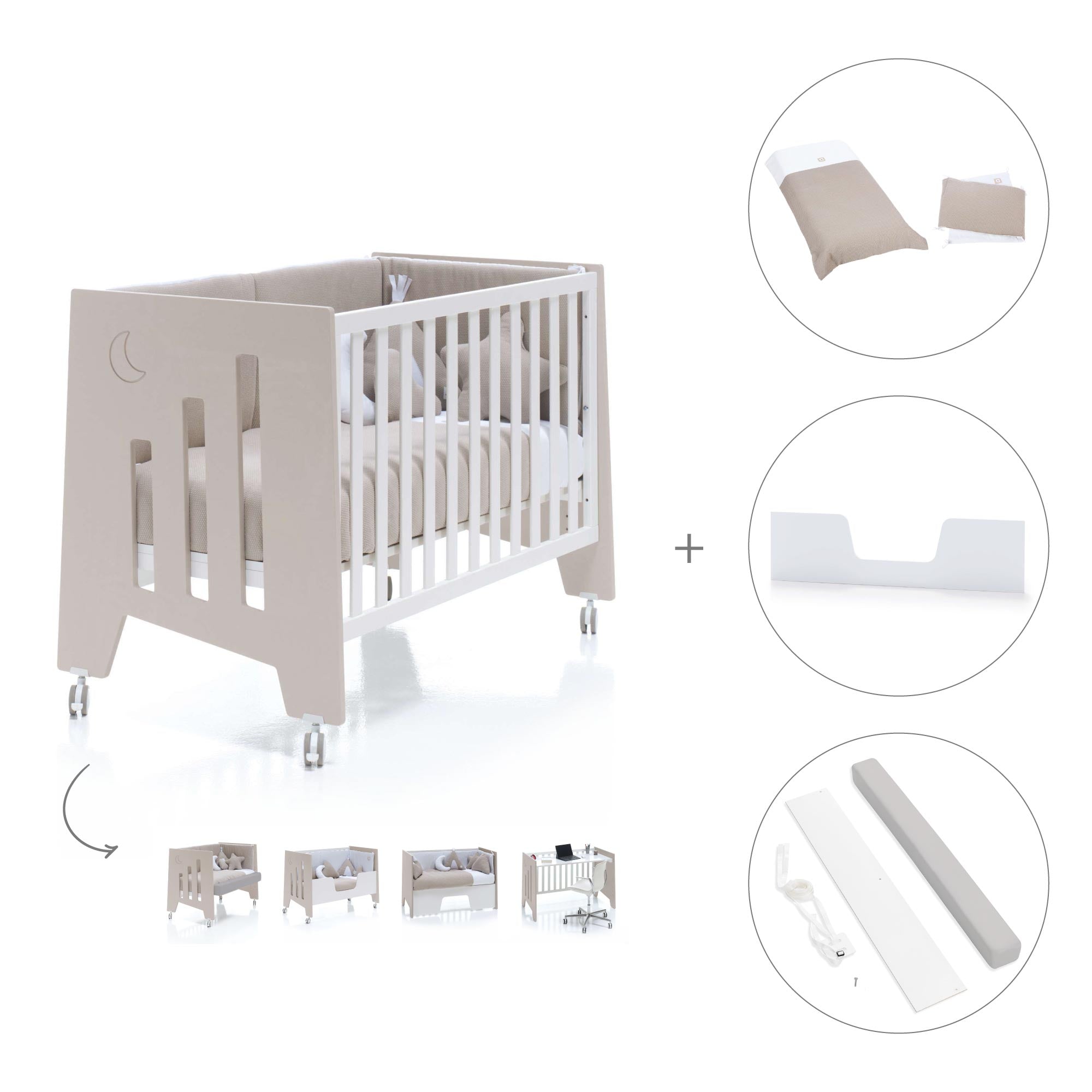Cuna-escritorio 60x120 cm (2en1) beige · Omni Due Arena C181D-M7753