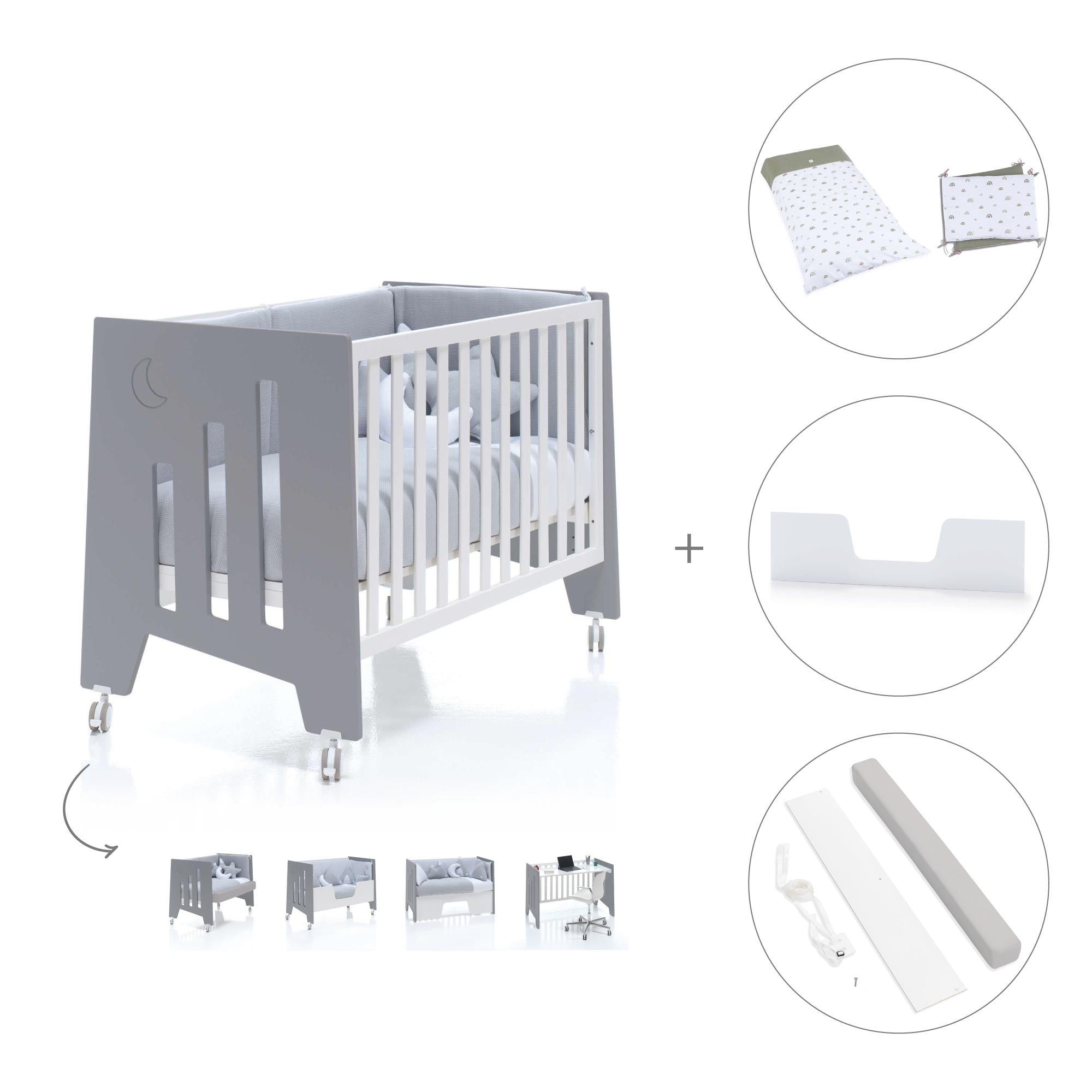 Cuna colecho 60x120 cm (5en1) blanco/antracita · Omni Due Antracita C181D-M7758