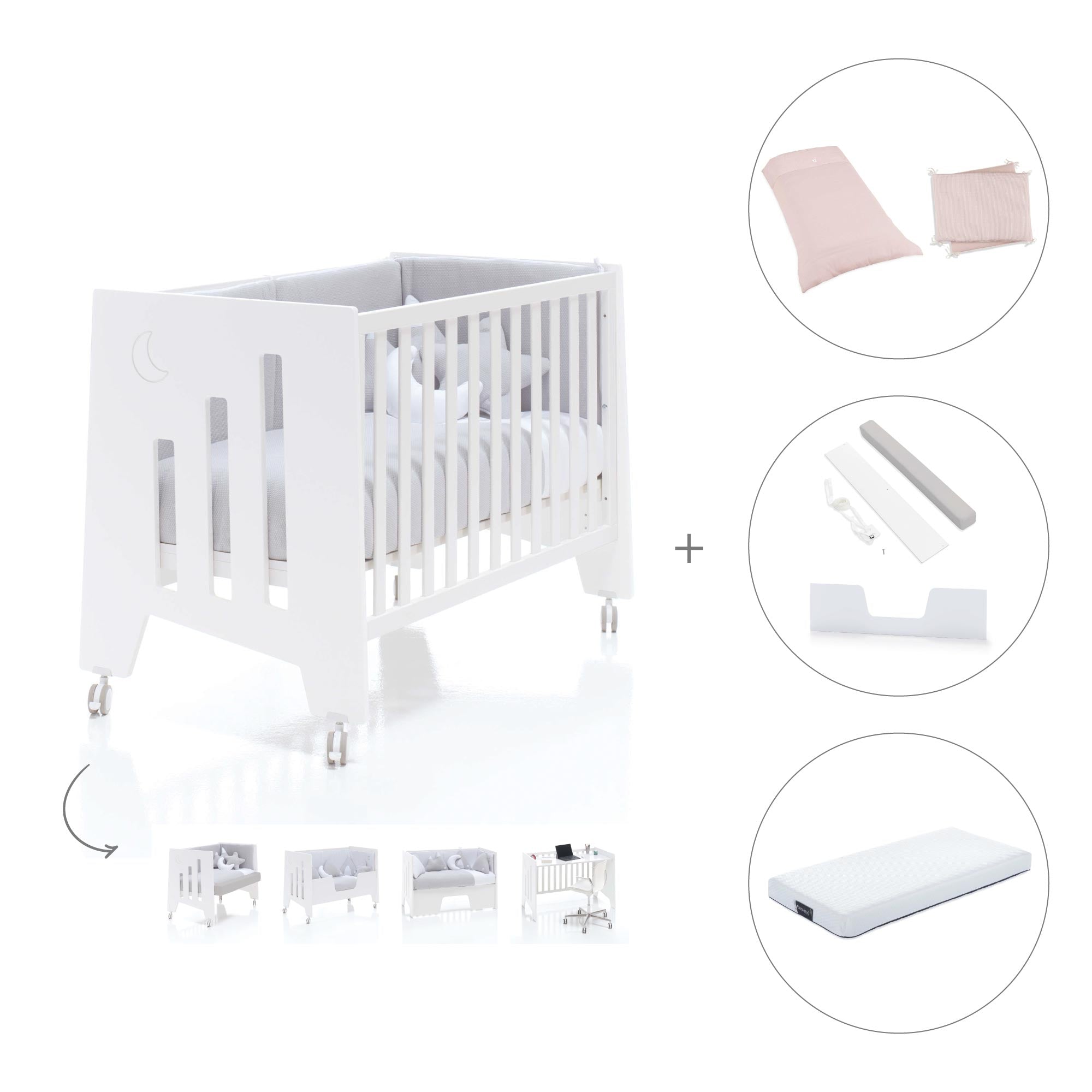 Cuna colecho madera blanca 60x120 cm (5en1) · Omni Due White C181D-M7700