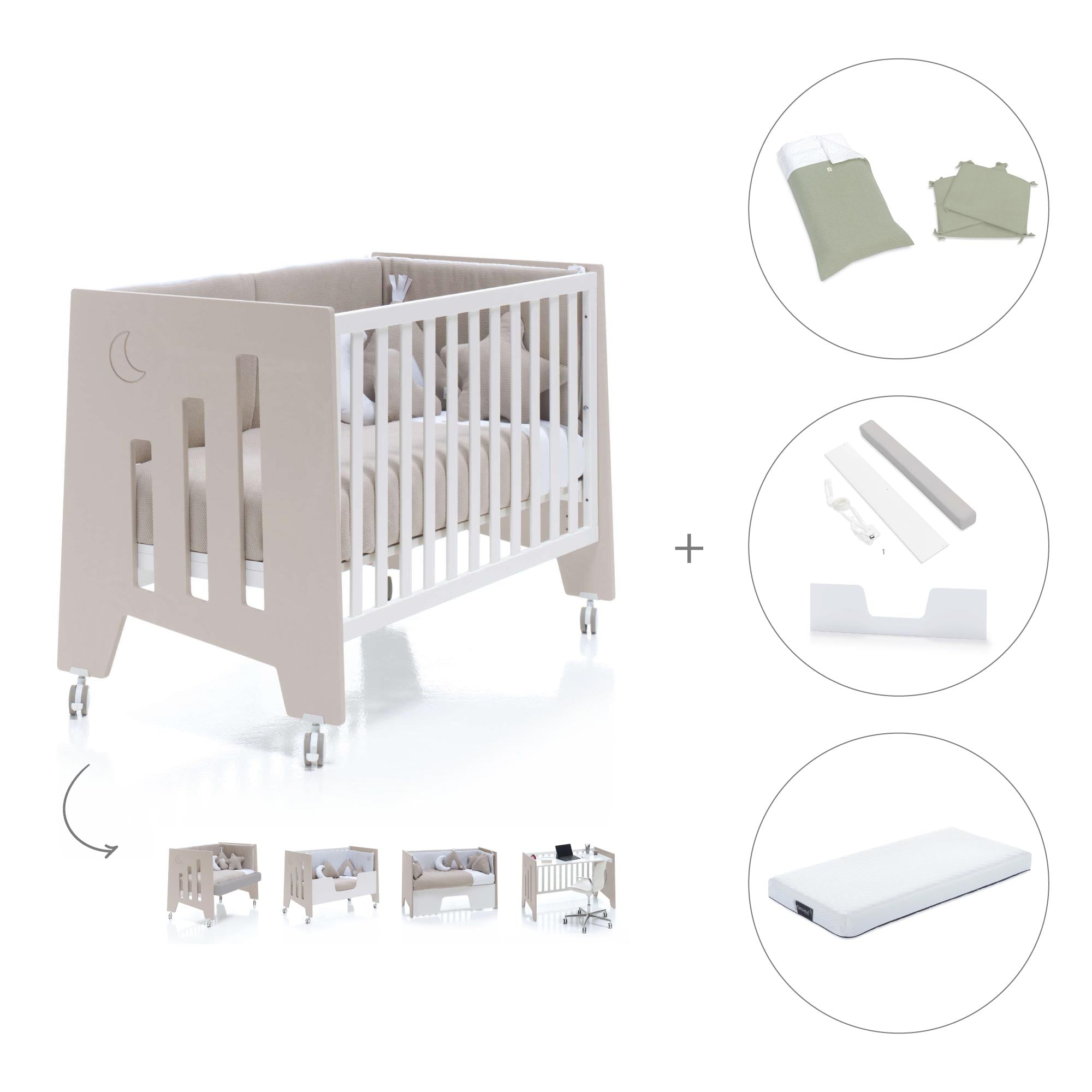 Cuna-escritorio 60x120 cm (2en1) beige · Omni Due Arena C181D-M7753