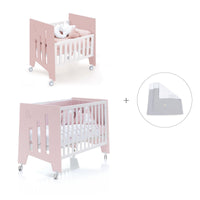 Minicuna 60x80 cm y cuna 60x120 cm (7en1) rosa claro · Omni Tre Flamingo C181T-M7742