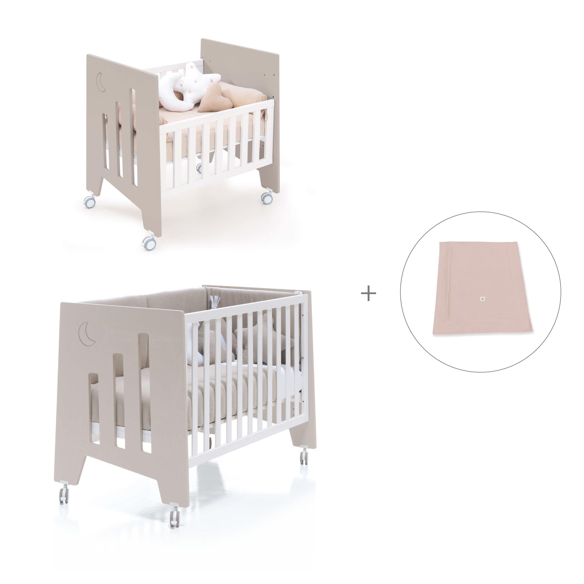 Minicuna 60x80 cm y cuna 60x120 cm (7en1) beige · Omni Tre Arena C181T-M7753