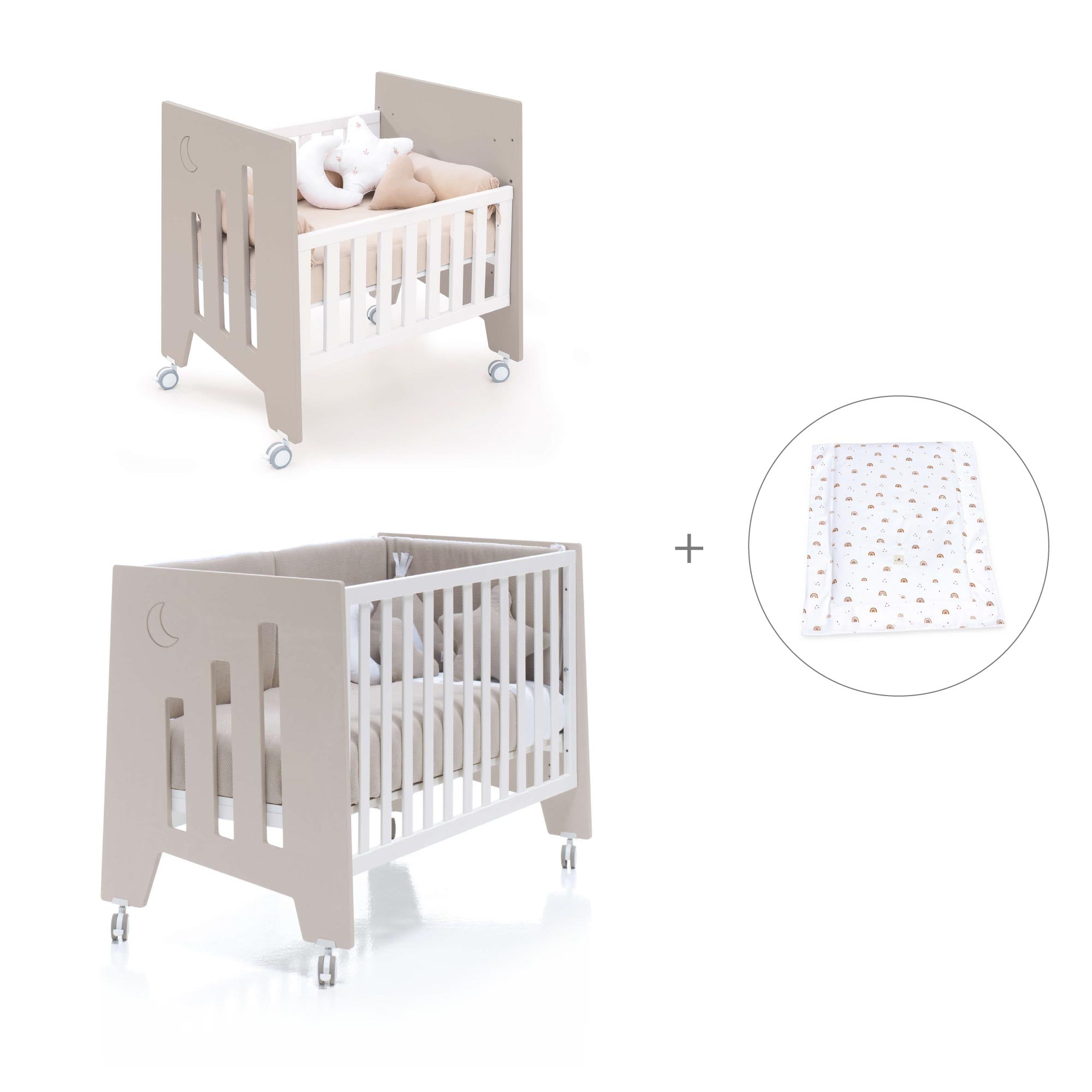 Minicuna 60x80 cm y cuna 60x120 cm (7en1) beige · Omni Tre Arena C181T-M7753