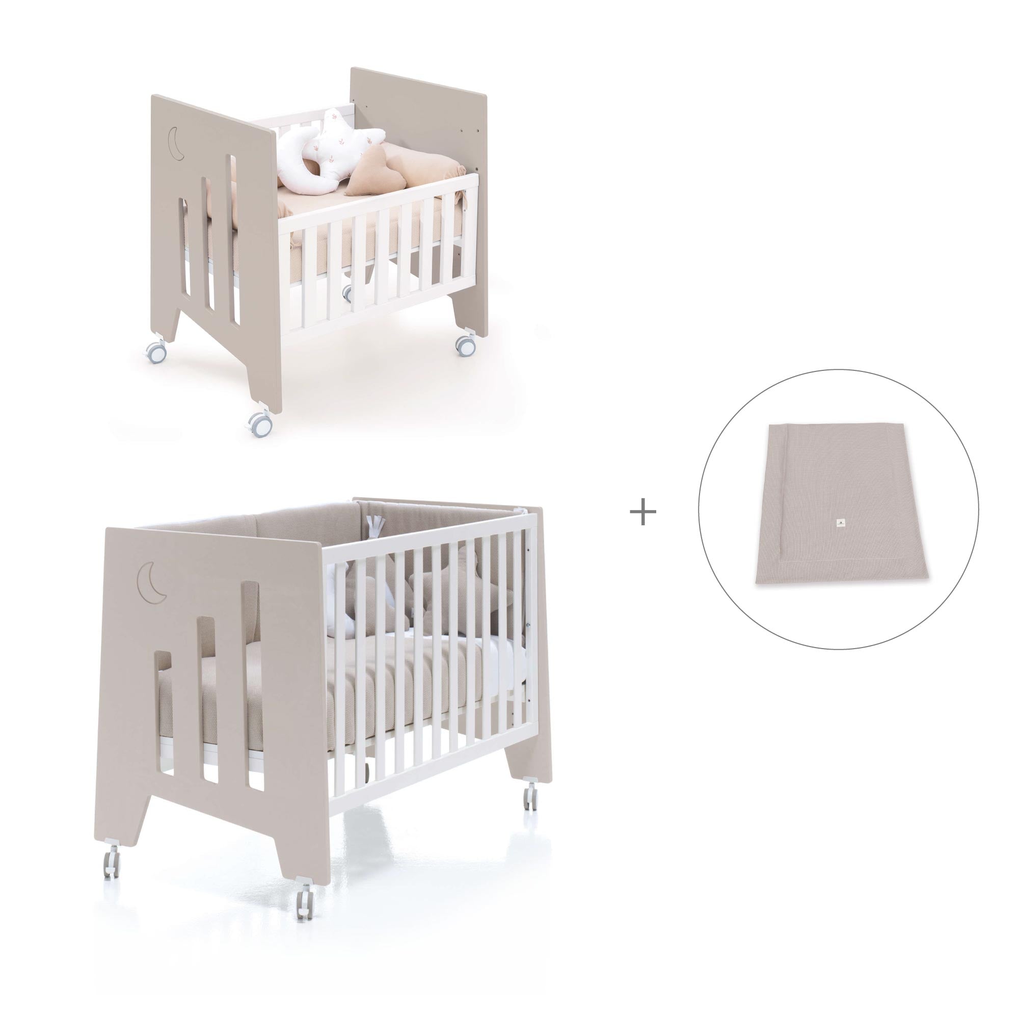 Minicuna 60x80 cm y cuna 60x120 cm (7en1) beige · Omni Tre Arena C181T-M7753