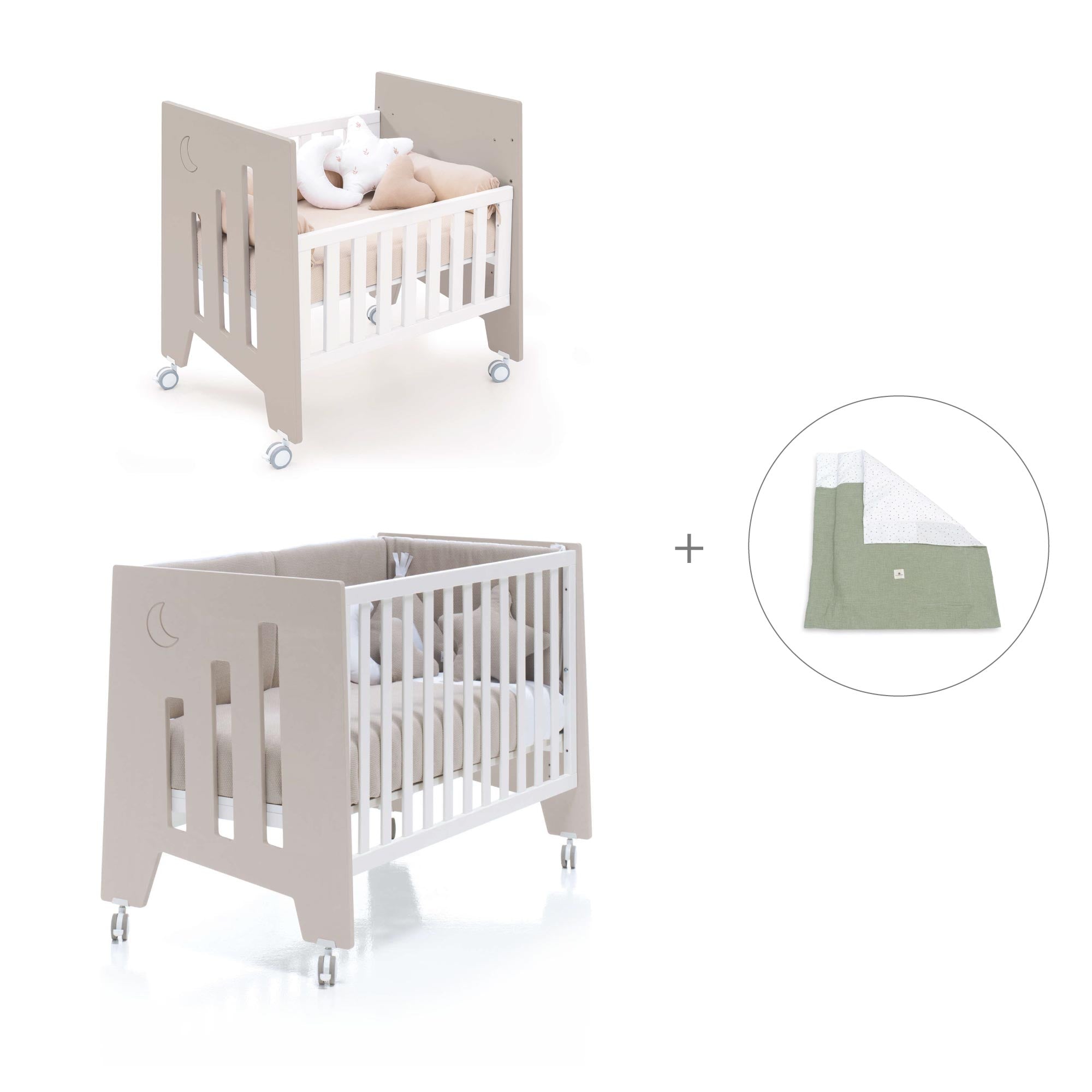 Minicuna 60x80 cm y cuna 60x120 cm (7en1) beige · Omni Tre Arena C181T-M7753