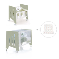 Minicuna 60x80 cm y cuna 60x120 cm (7en1) verde-oliva · Omni Tre Erba C181T-M7756