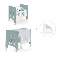 Minicuna 60x80 cm y cuna 60x120 cm (7en1) verde eucalipto · Omni Tre Eucalyptus C181T-M7757