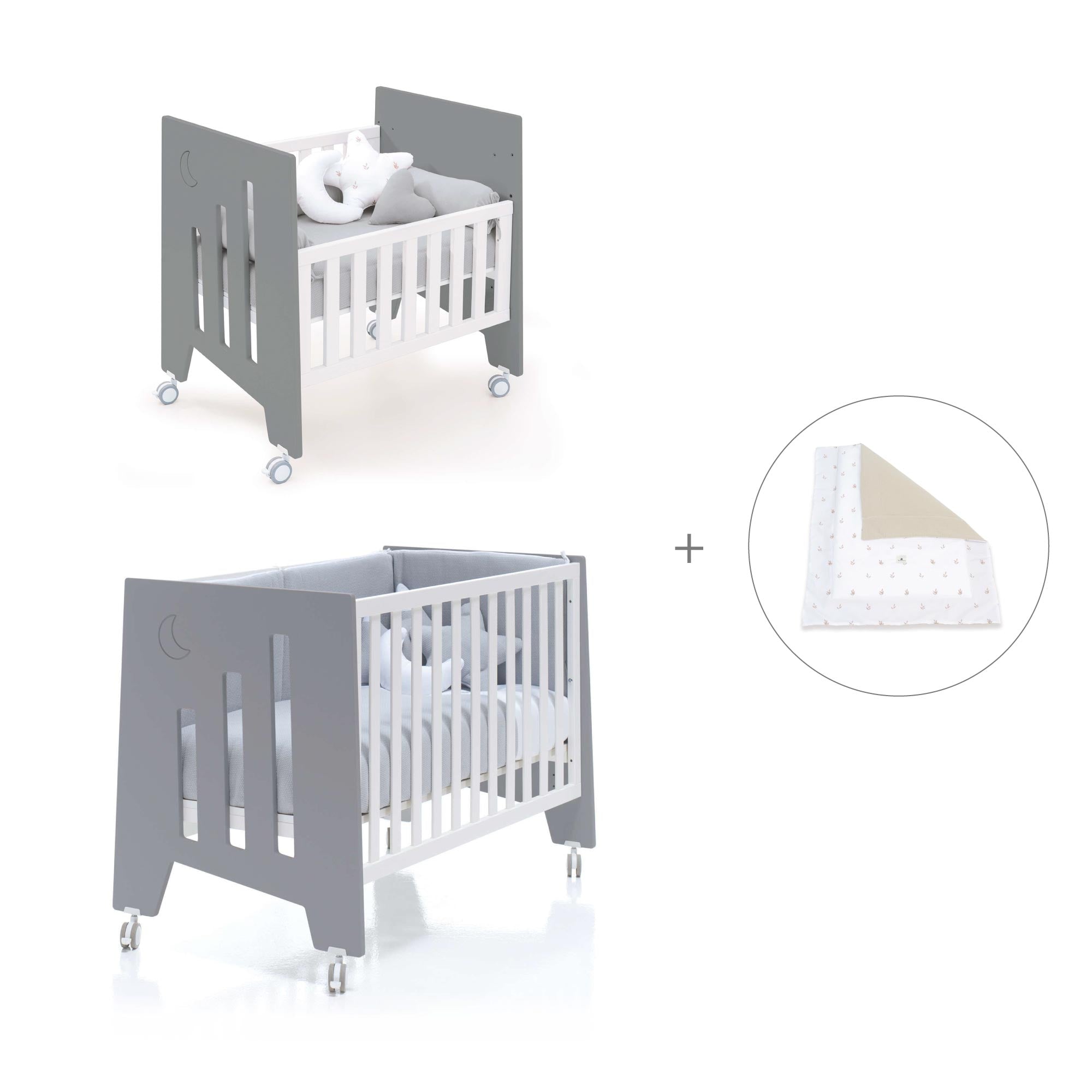 Minicuna 60x80 cm y cuna 60x120 cm (7en1) antracita · Omni Tre Antracita C181T-M7758