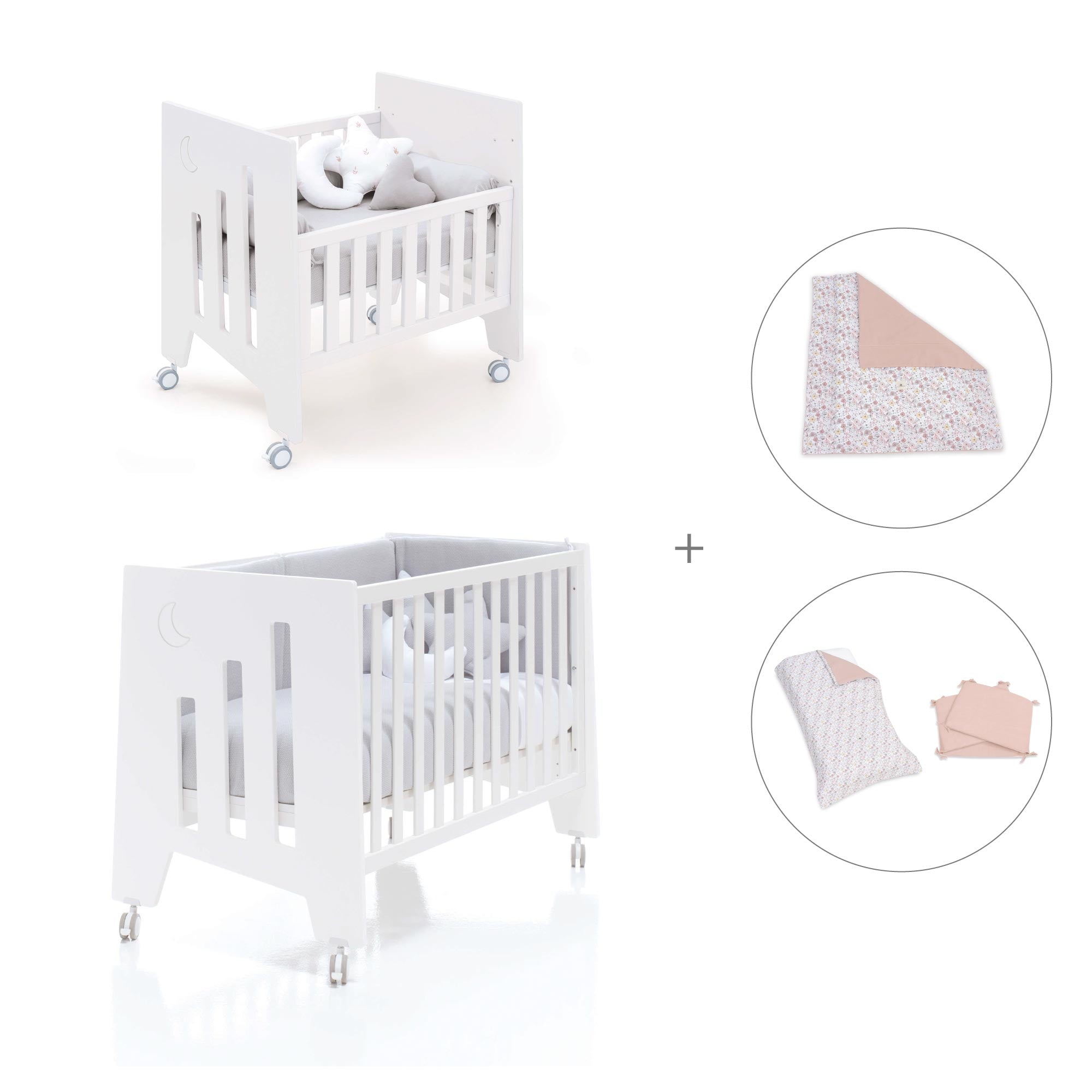 Minicuna 60x80 cm y cuna 60x120 cm (7en1) blanca · Omni Tre White C181T-M7700