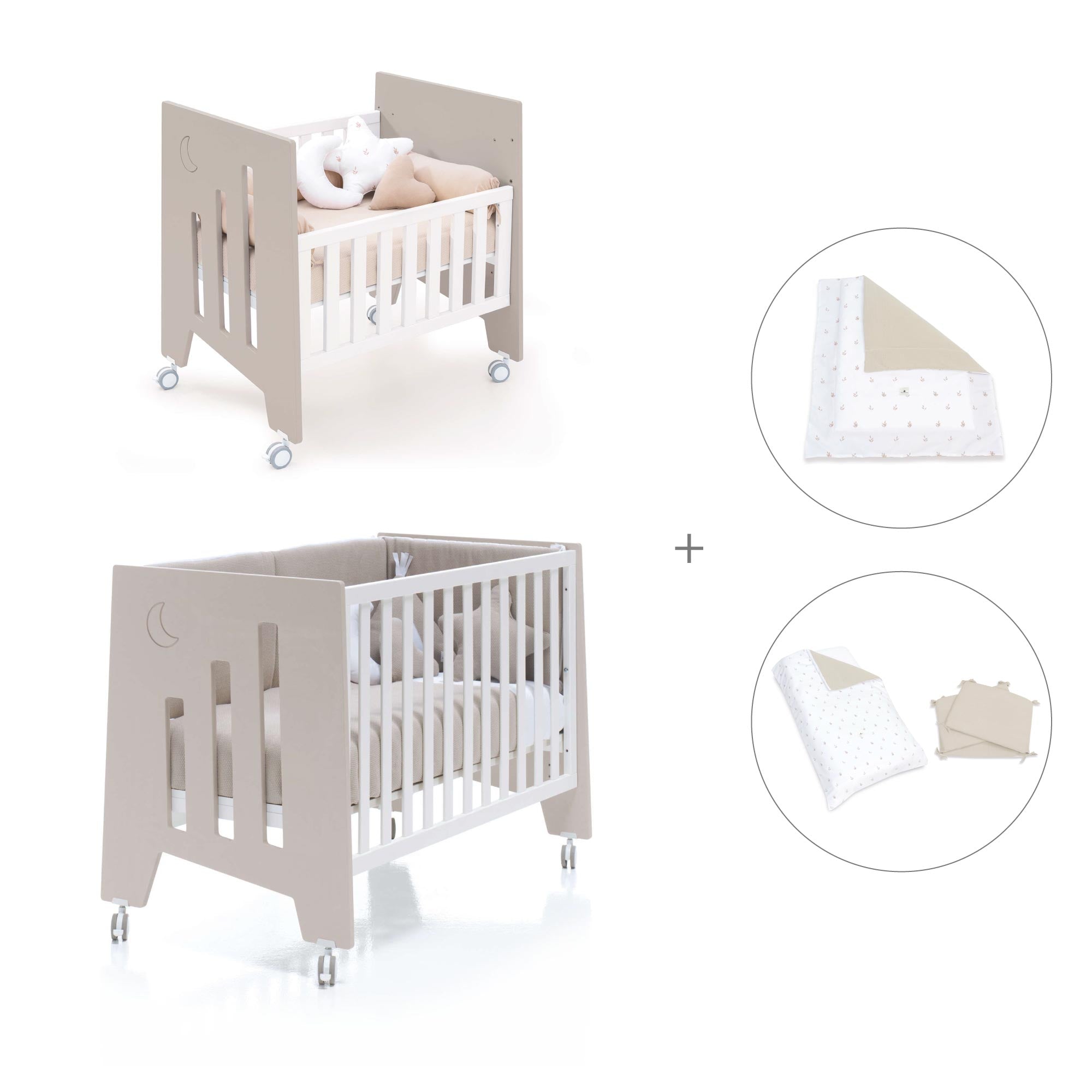 Minicuna 60x80 cm y cuna 60x120 cm (7en1) beige · Omni Tre Arena C181T-M7753