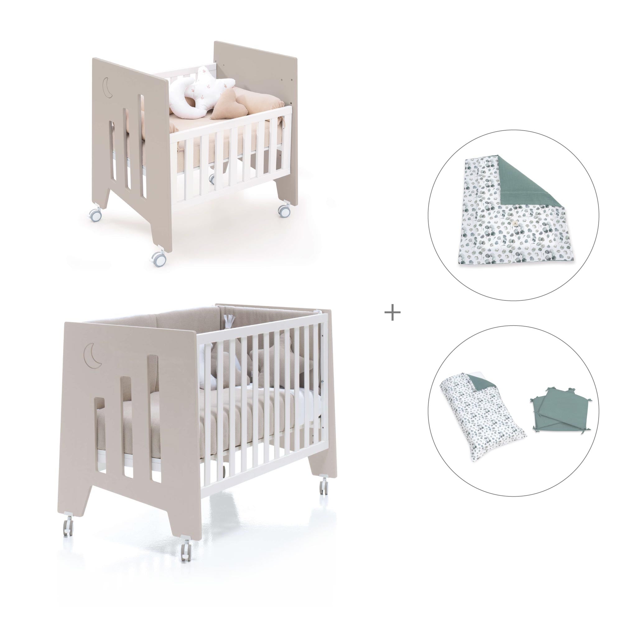 Minicuna 60x80 cm y cuna 60x120 cm (7en1) beige · Omni Tre Arena C181T-M7753