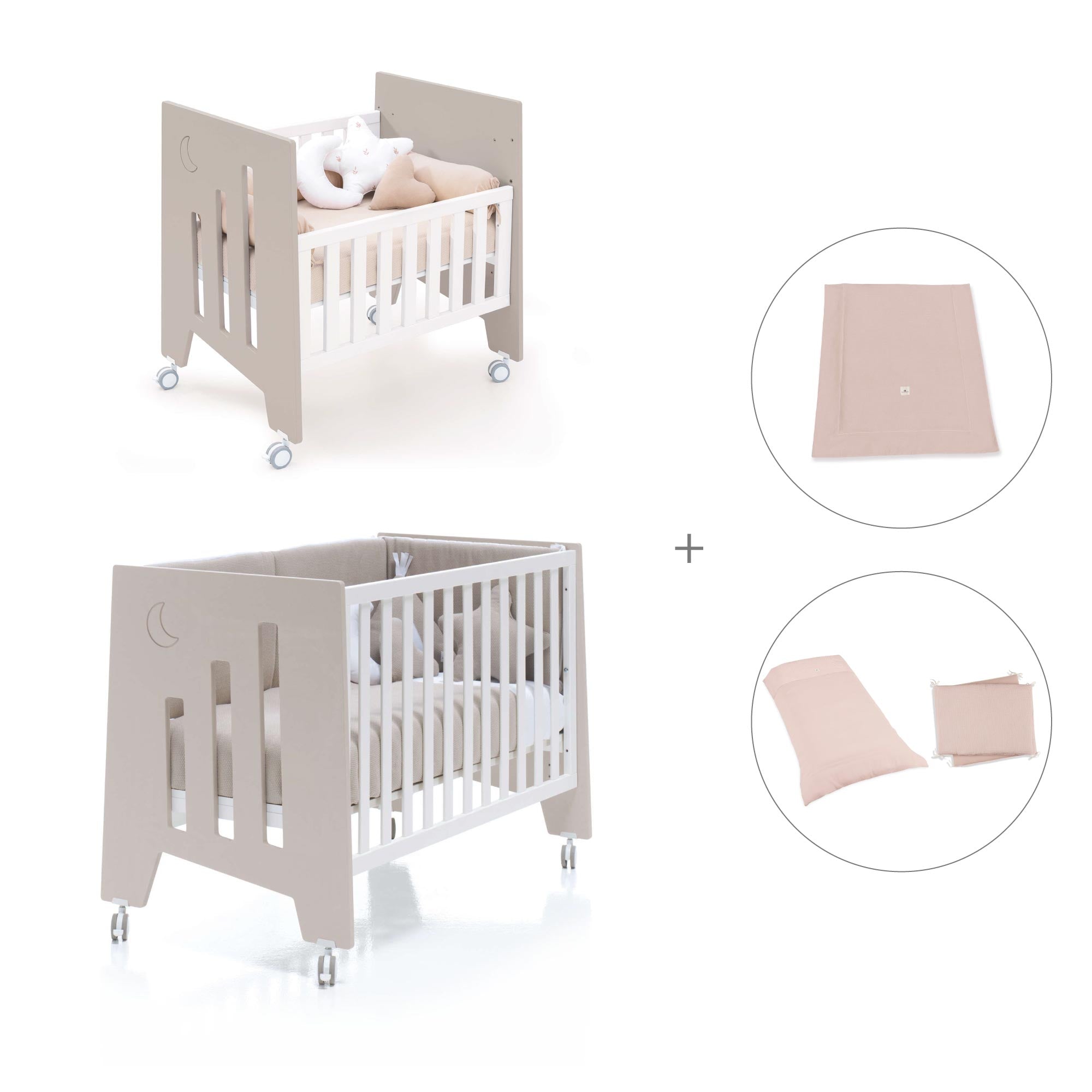 Minicuna 60x80 cm y cuna 60x120 cm (7en1) beige · Omni Tre Arena C181T-M7753