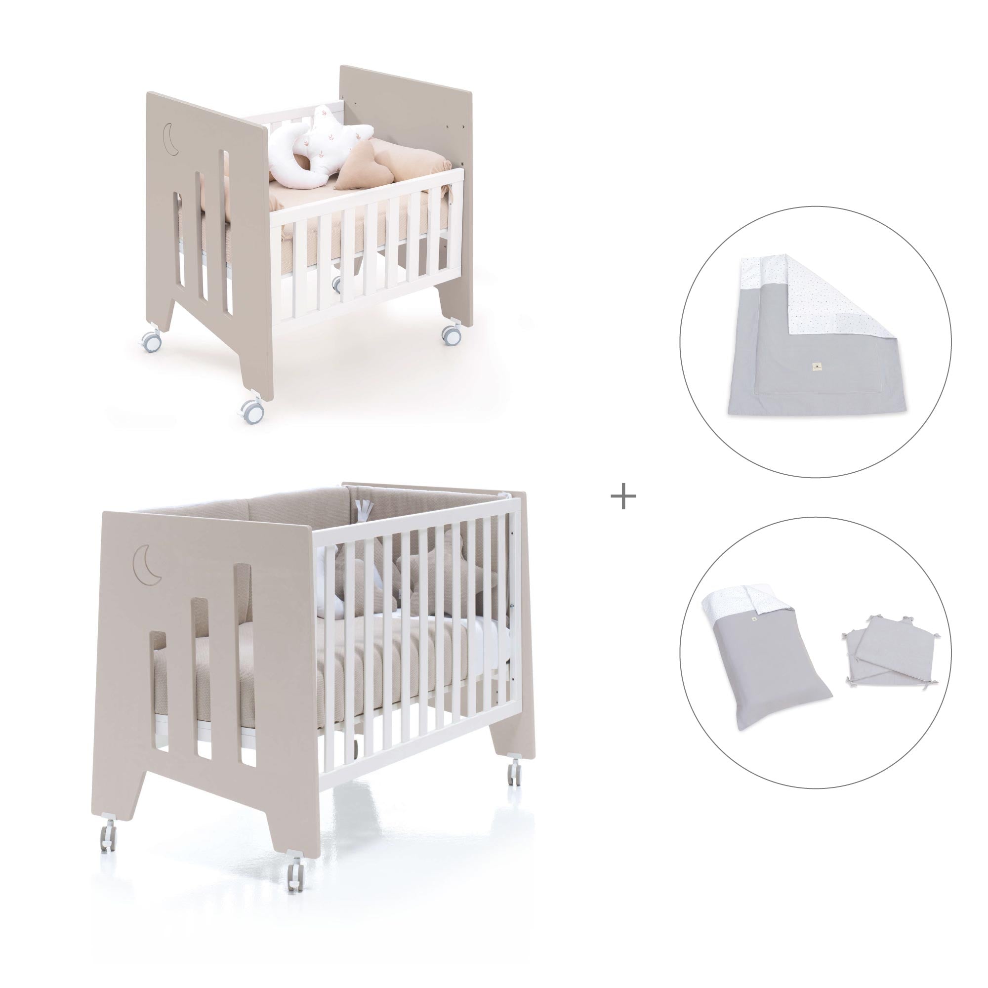 Minicuna 60x80 cm y cuna 60x120 cm (7en1) beige · Omni Tre Arena C181T-M7753