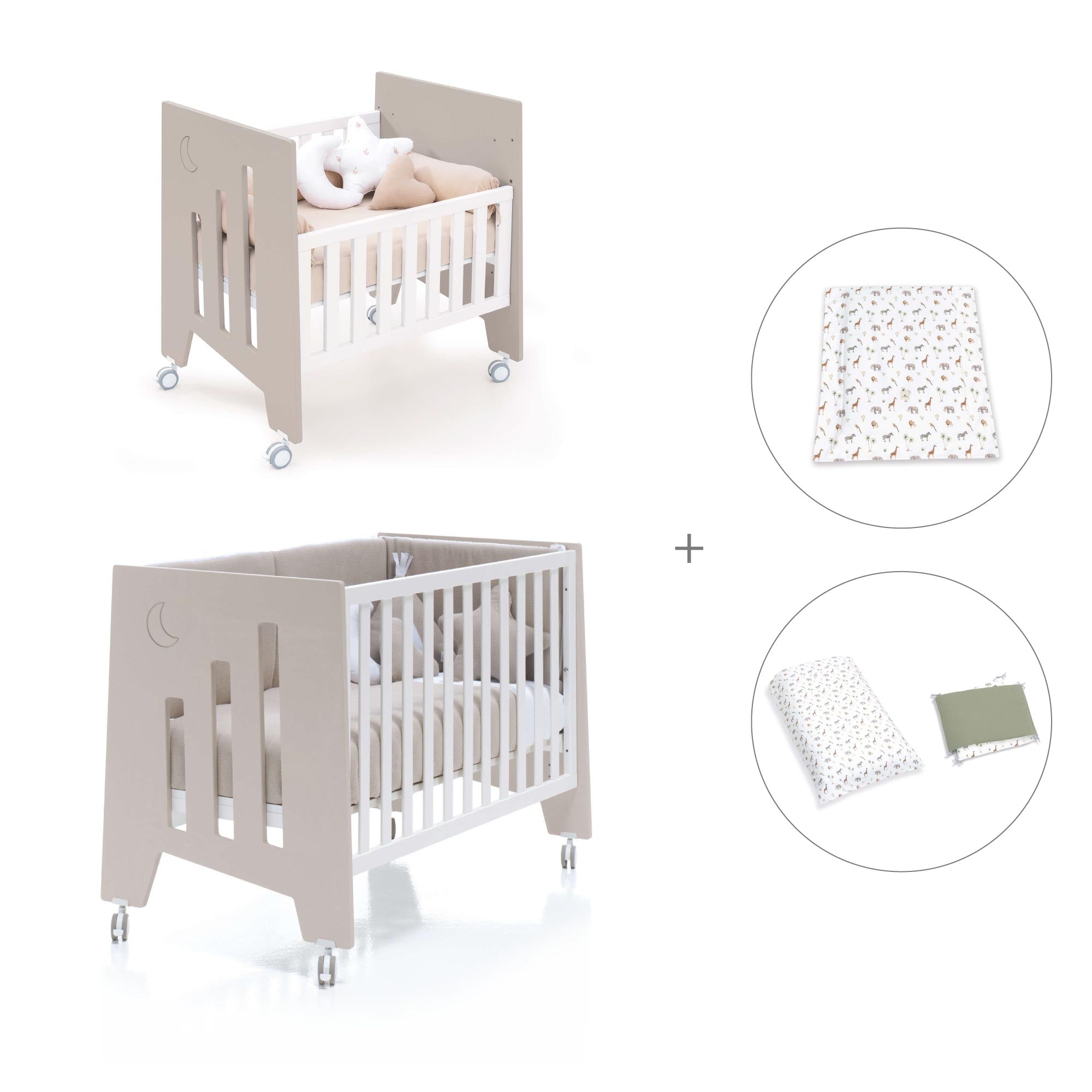 Minicuna 60x80 cm y cuna 60x120 cm (7en1) beige · Omni Tre Arena C181T-M7753