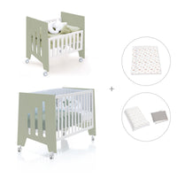 Minicuna 60x80 cm y cuna 60x120 cm (7en1) verde-oliva · Omni Tre Erba C181T-M7756