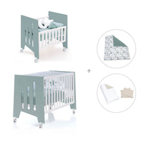Minicuna 60x80 cm y cuna 60x120 cm (7en1) verde eucalipto · Omni Tre Eucalyptus C181T-M7757