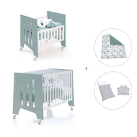 Minicuna 60x80 cm y cuna 60x120 cm (7en1) verde eucalipto · Omni Tre Eucalyptus C181T-M7757