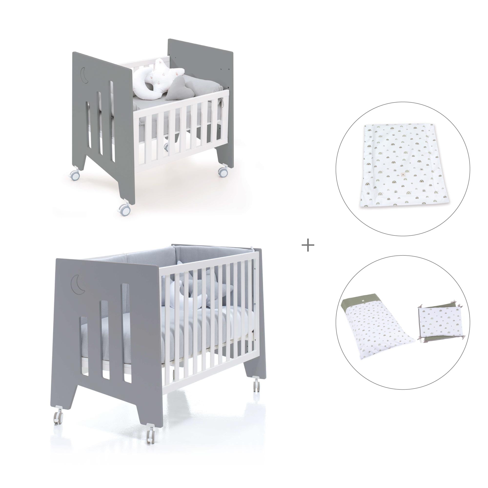 Minicuna 60x80 cm y cuna 60x120 cm (7en1) antracita · Omni Tre Antracita C181T-M7758