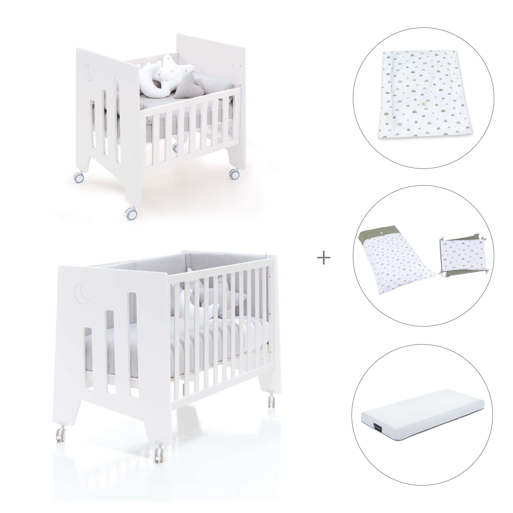 Minicuna 60x80 cm y cuna 60x120 cm (7en1) blanca · Omni Tre White C181T-M7700