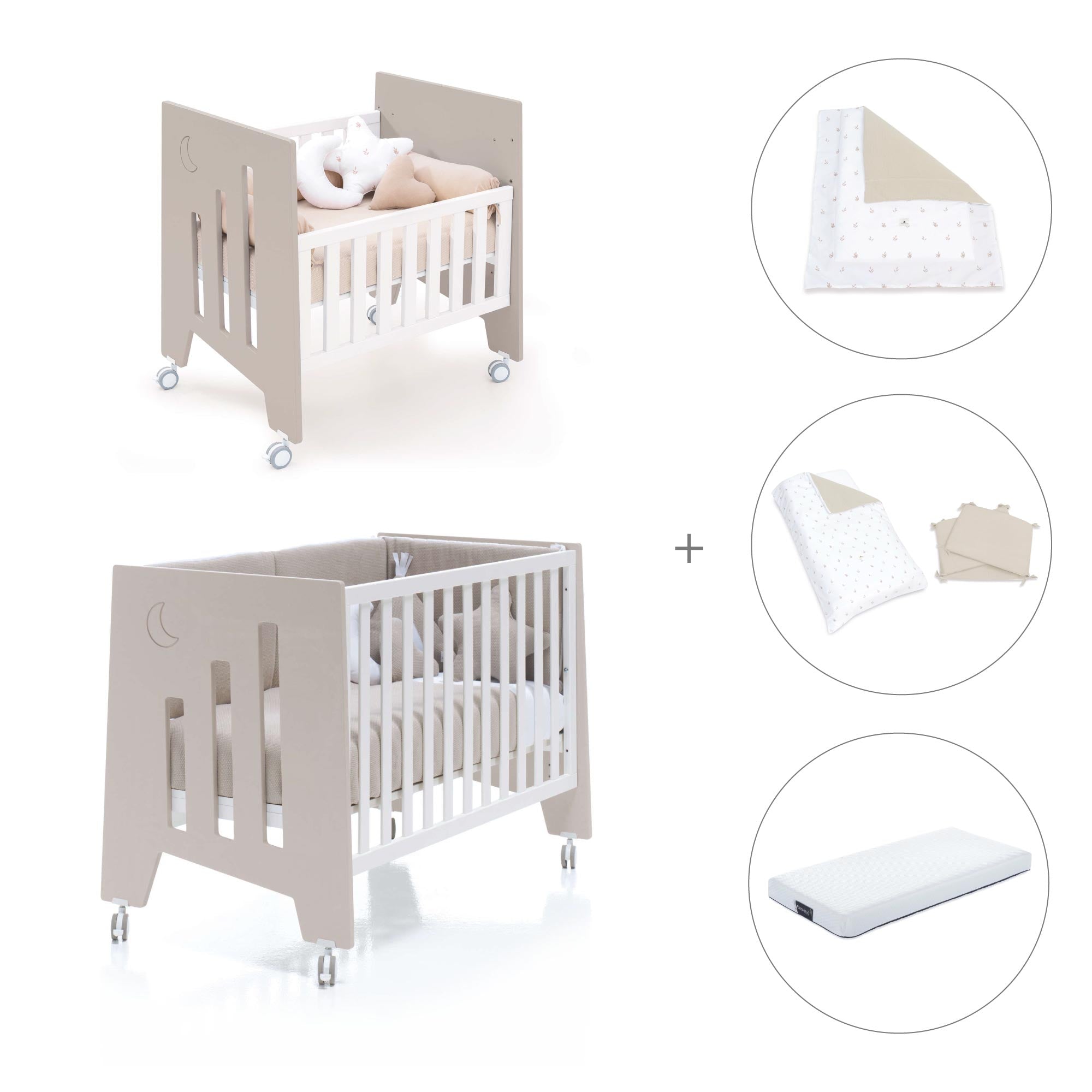 Minicuna 60x80 cm y cuna 60x120 cm (7en1) beige · Omni Tre Arena C181T-M7753