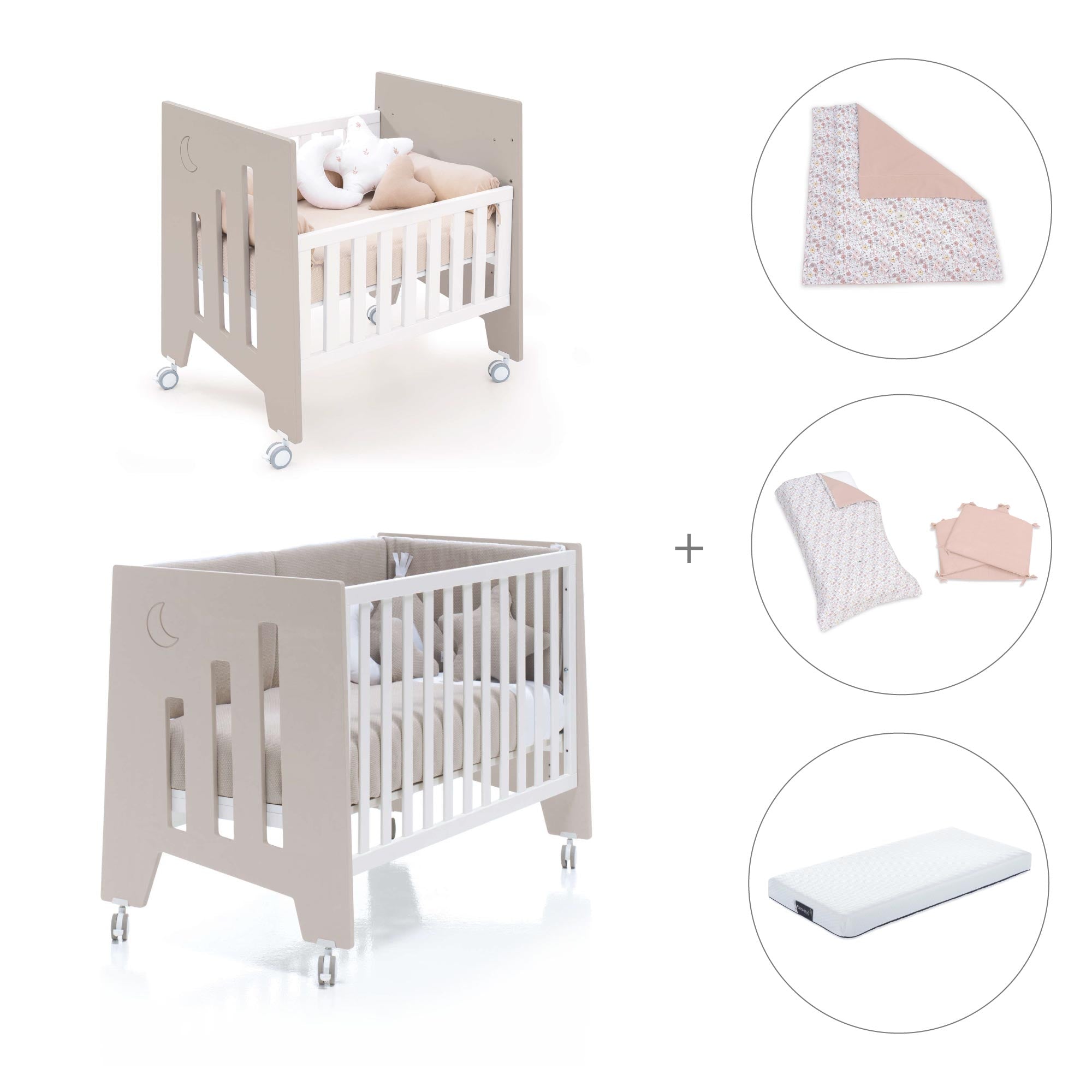 Minicuna 60x80 cm y cuna 60x120 cm (7en1) beige · Omni Tre Arena C181T-M7753