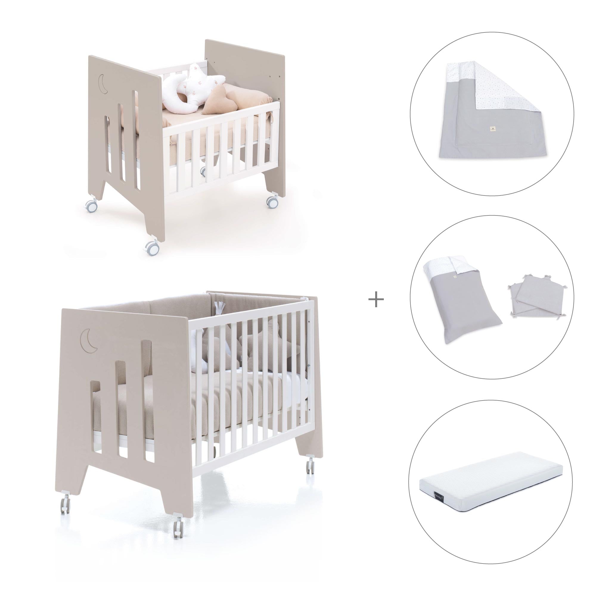 Minicuna 60x80 cm y cuna 60x120 cm (7en1) beige · Omni Tre Arena C181T-M7753