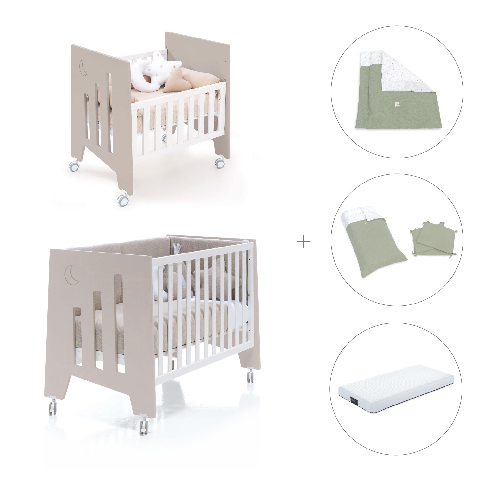 Minicuna 60x80 cm y cuna 60x120 cm (7en1) beige · Omni Tre Arena C181T-M7753