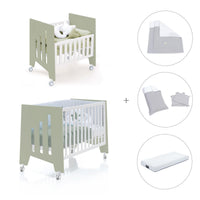 Minicuna 60x80 cm y cuna 60x120 cm (7en1) verde-oliva · Omni Tre Erba C181T-M7756