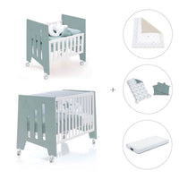 Minicuna 60x80 cm y cuna 60x120 cm (7en1) verde eucalipto · Omni Tre Eucalyptus C181T-M7757