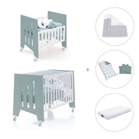 Minicuna 60x80 cm y cuna 60x120 cm (7en1) verde eucalipto · Omni Tre Eucalyptus C181T-M7757