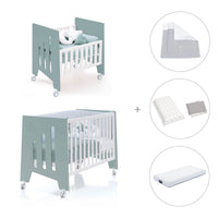Minicuna 60x80 cm y cuna 60x120 cm (7en1) verde eucalipto · Omni Tre Eucalyptus C181T-M7757