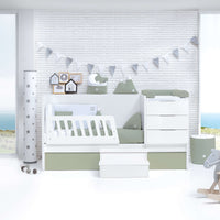 Cuna convertible 70x140 cm blanca/verde-oliva · Sero More K546-M7756