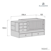 Cuna convertible 70x140 cm en blanco/rosa · Sero Bubble K554-M7742