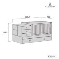 Cuna convertible 70x140 cm en blanco/rosa · Sero Bubble K554-M7742